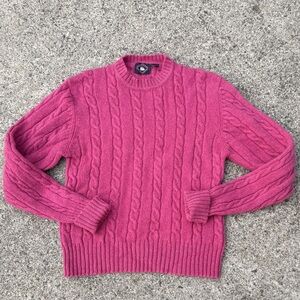 Boston Clippers 100% Shetland Wool Cable Knit Sweater Women’s M Pink
